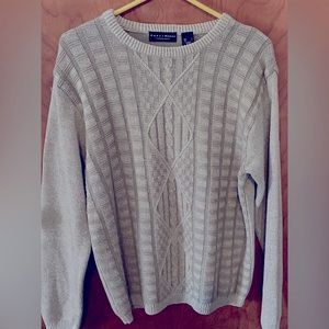 Mens Crazy Horse Claiborne CrewNeck Cable Knit Sweater Long Sleeve Size L